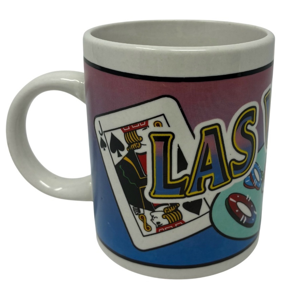 Vintage Las Vegas Coffee Mug Jack of Spades Casino Poker Chips Collectible